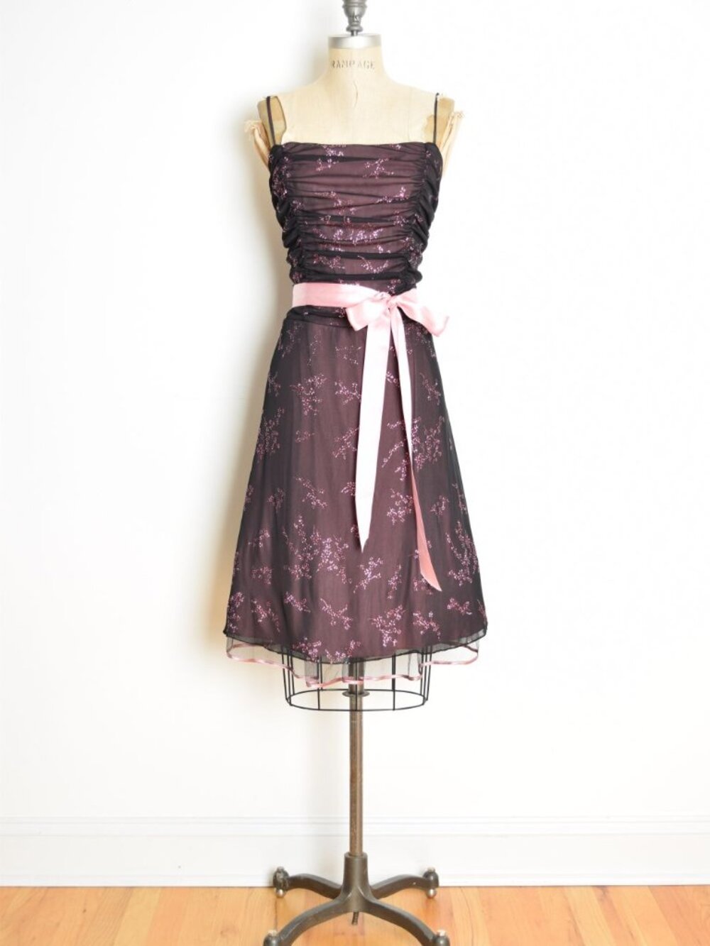 vintage Y2K party dress Taboo black pink glitter print fairy whimsigoth prom L